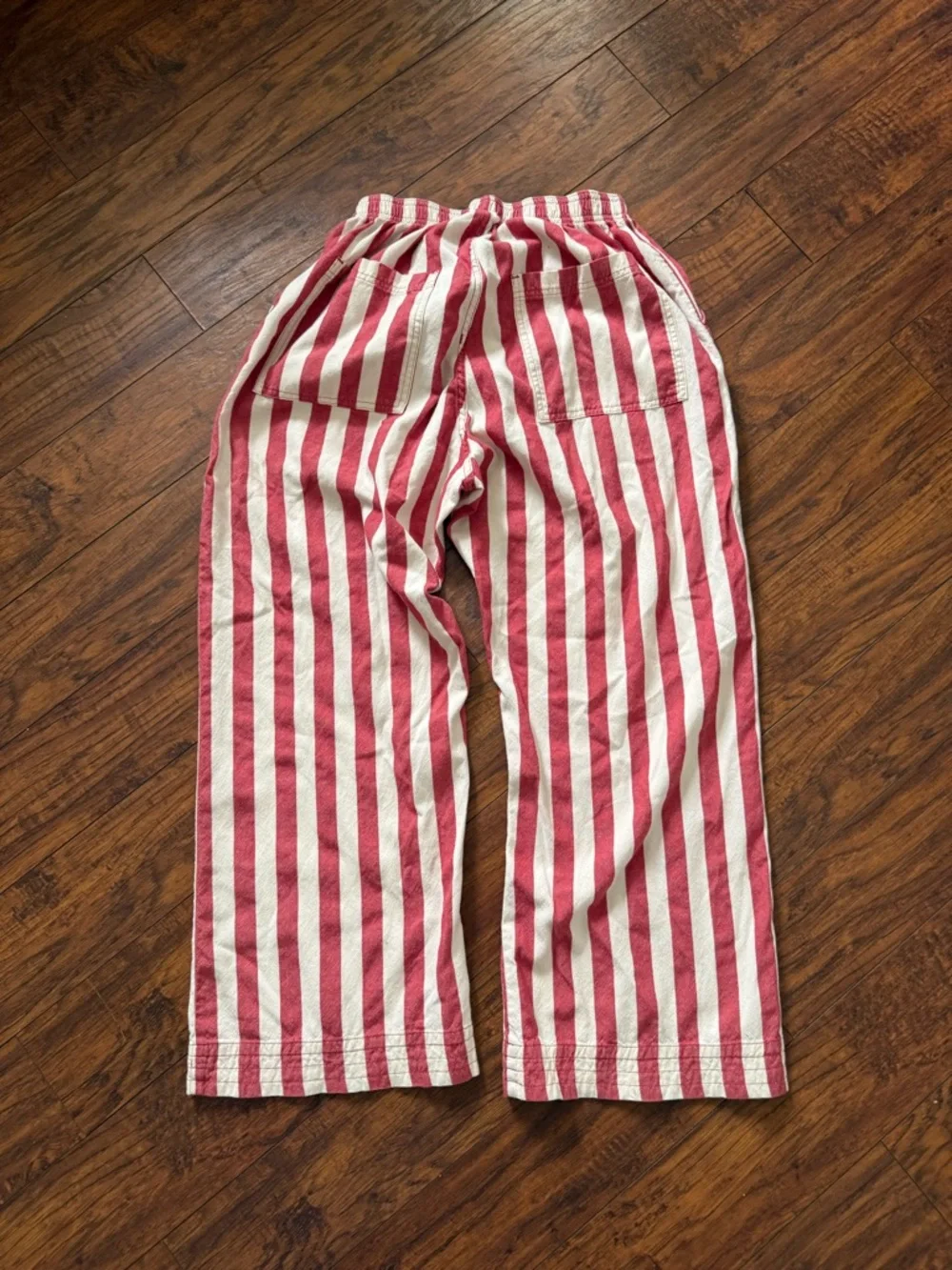 Big Bud Press Unisex Action Pants Red White Striped Bottoms 100% Cotton | Large